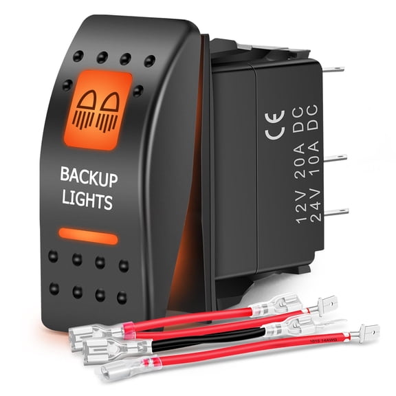Nilight UTV Backup Lights Rocker Switch On Off 5 PIN SPST LED Light Bar Switches with Orange Backlit 12V 24V Toggle with Jumper Wires Set for ATVs UTVs Cars Trucks RVs
