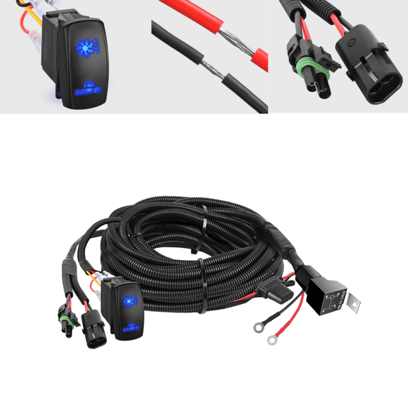 Nilight UTV Fan Override Switch Kit 16AWG Plug and Play Wiring Harness with 5-Pin Rocker Relay for ATV UTV Engine Cooling Compatible with Polaris RZR Ranger Can-Am Maverick
