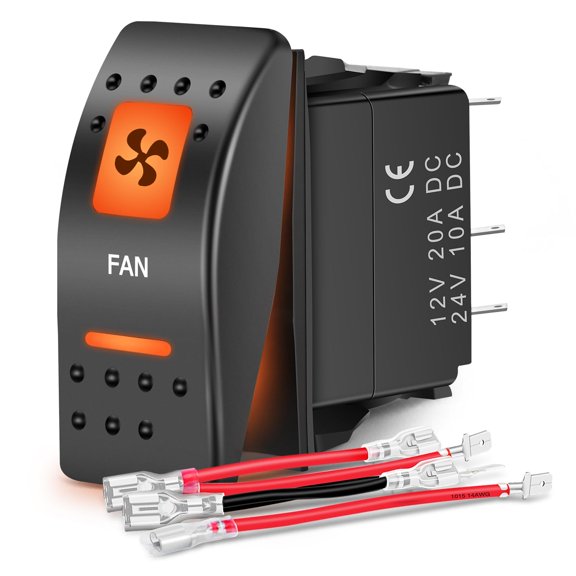 Nilight UTV Fan Rocker Switch On Off 5 PIN SPST LED Light Bar Switches w/Orange Backlit 12V 24V Toggle Switches Compatible for Polaris RZR Can-Am ATVs UTVs Cars Trucks RVs, 2 Years Warranty