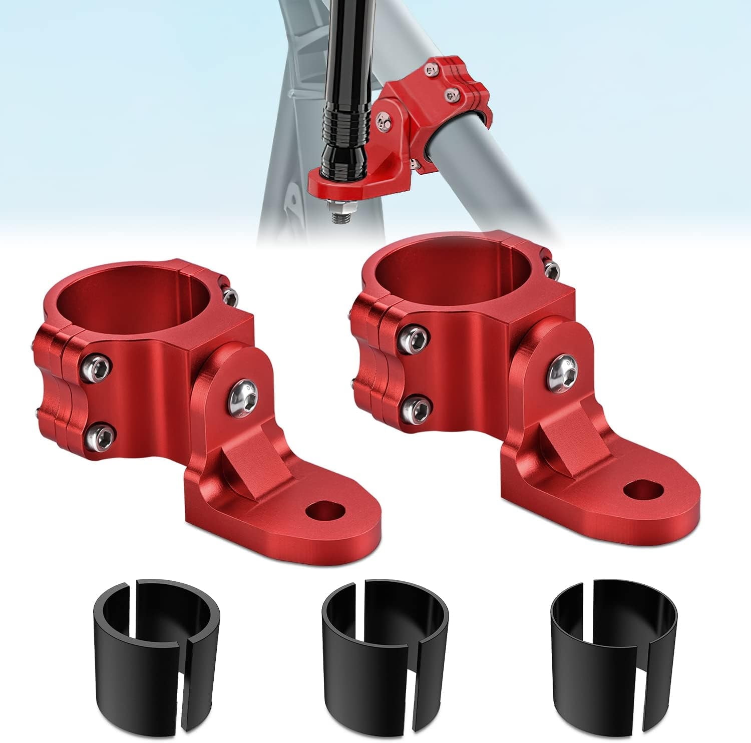 Nilight UTV Flag Antenna Mount Whip Light Mounting Bracket Red Adjustable Heavy Duty for 1.5 to 1.75inch 1.75 to 2inch for Polaris RZR Ranger Can Am Maverick X3 Talon, 2 Years Warranty