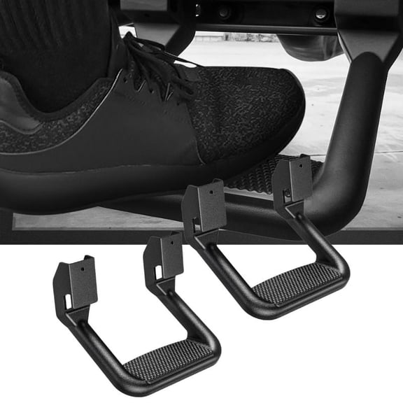 Nilight Universal Side Step Slip-Proof Aluminum Side Hoop Steps Nerf Bars Assembly Black 2 Pcs (1 Pair) for Chevy (Chevrolet) Ford Toyota GMC Dodge RAM