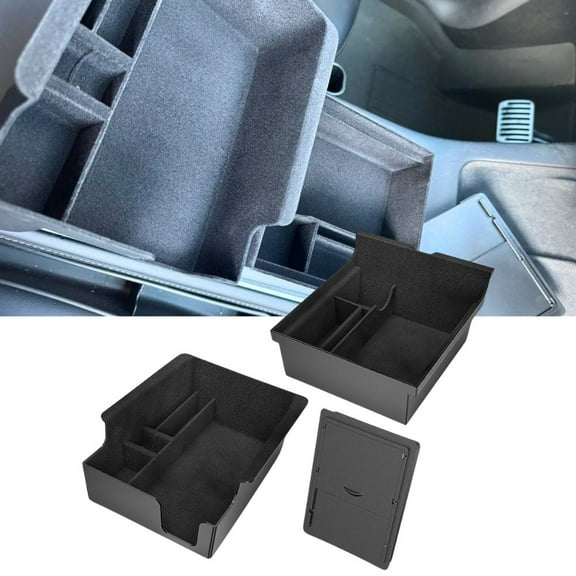 Nilight Upgraded Accessories Compatible for Tesla Model 3 2021-2023 Model Y 2021-2024, Center Armrest Console Organizer Tray and Hidden Storage Box, 3-Pack