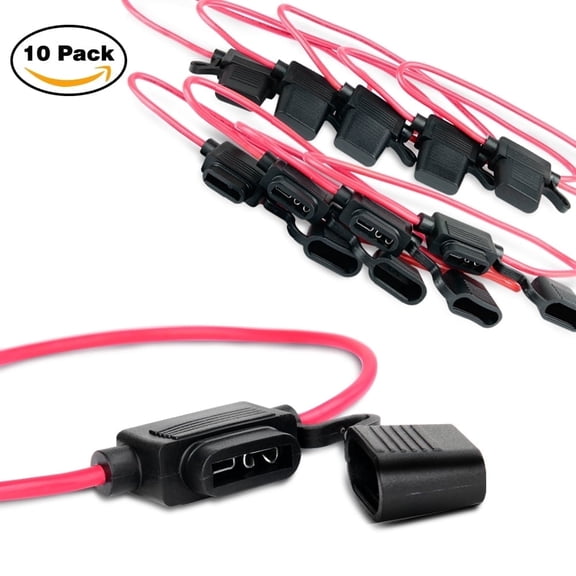 Nilight Waterproof Cover 14AWG Inline Fuse Holder 30AMP Automotive Electrical Parts, (10 Pack)