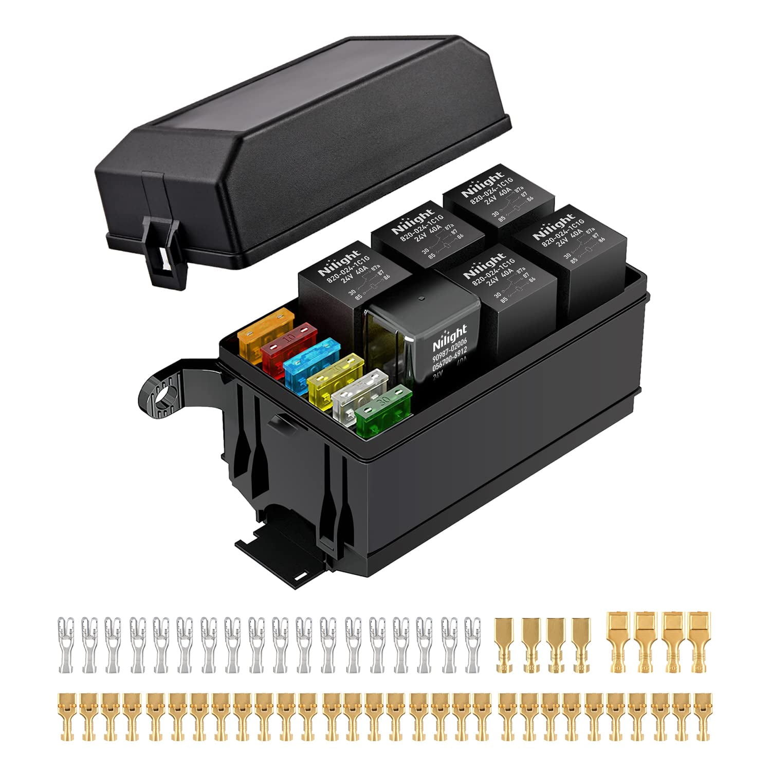 Nilight Fuse and Relay Block Box 6 Slots 24V ATC/ATO Universal ...