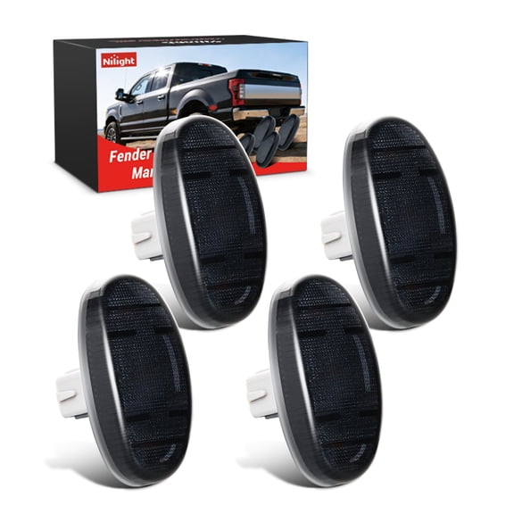 Nilight Wheel Fender Side Marker Lights 4 PCS 3 LED Red Amber Front Rear Fender Clearance Light Smoked Lens Plug And Play Compatible With 2011-2022 F250 F350 F450 F550 Super Duty