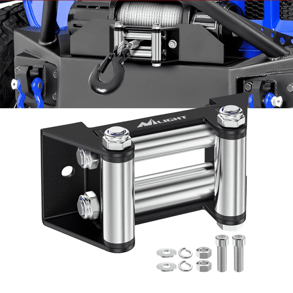 Nilight Winch Roller Fairlead Heavy Duty 4-7/8 Inch (124 mm) 4-Way Universal Cable Guide with Mounting Hardware Kit for Steel Cable,Compatible with 2000-3500 LBS UTV ATV Winches,Replacement Accessory