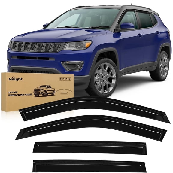 Nilight Window Rain Guards for Jeep Compass 2017-2024, Out-Channel Window Visors Vent Wind Deflectors-4PCS