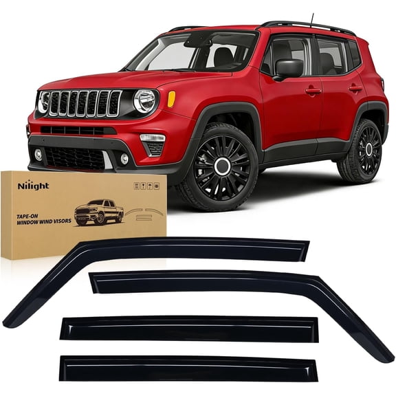 Nilight Window Rain Guards for Jeep Renegade 2015-2024, Out-Channel Window Visors Vent Wind Deflectors-4PCS