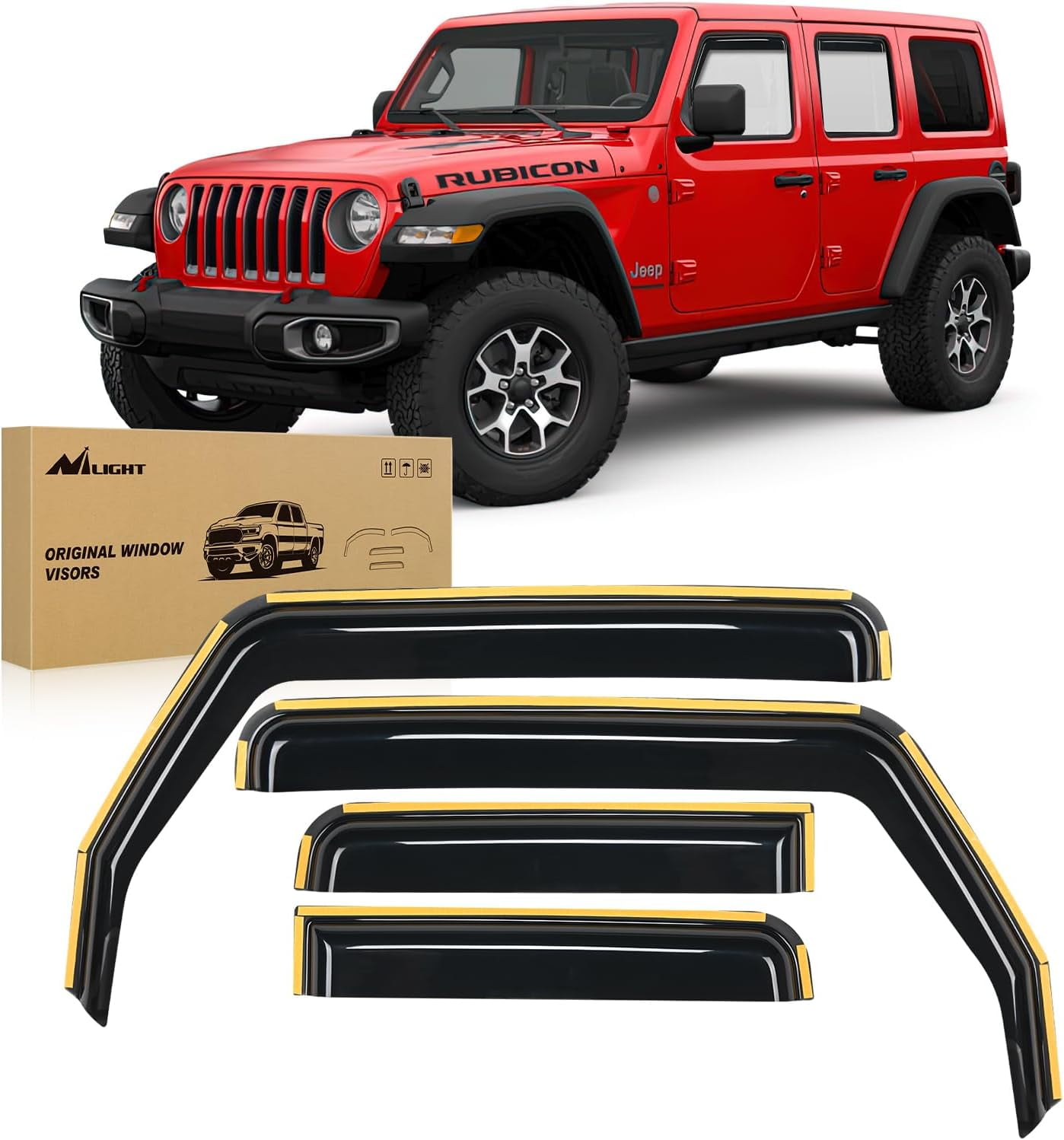 Nilight Window Visor Compatible with Jeep Wrangler JL/Jeep Gladiator 2018 2019 2020 2021 2022 2023 2024 Vent Window Visors,Rain Guards Acrylic-4pcs