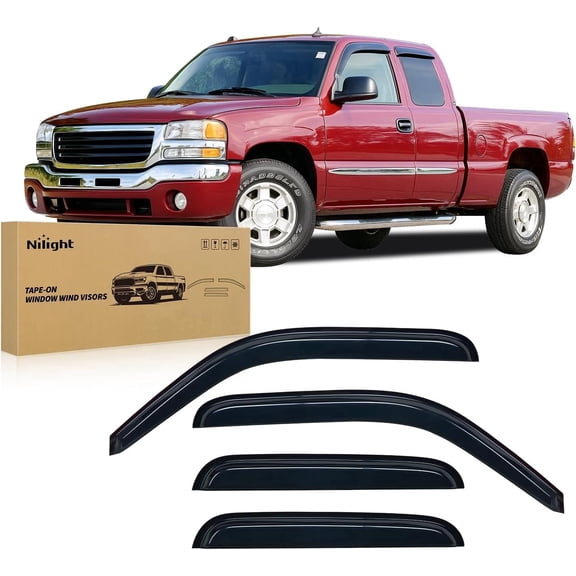 Nilight Window Visors for Chevy Silverado/GMC Sierra 1500/2500/3500/2500HD Extended Cab 1999-2006, Out-Channel Window Wind Deflectors Rain Guards -4PCS