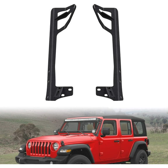 Nilight Upper Windshield Frame Mounting Bracket A-pillar Mounts for 52 Inch Light Bar and LED Pod Lamp on Wrangler JK 2007 2008 2009 2010 2011 2012 2013 2014 2015 2016 2017 2018