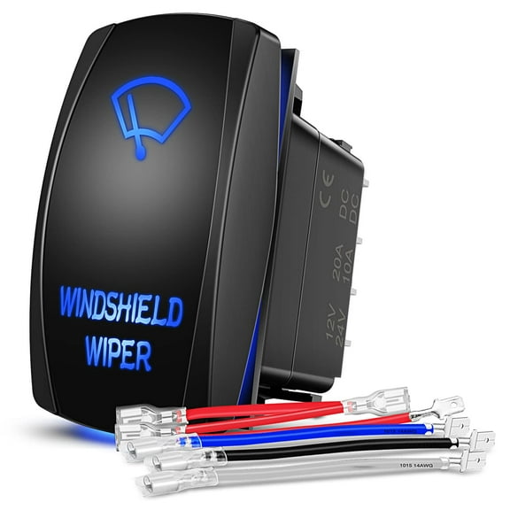 Nilight Windshield Wiper Rocker Switch Led Light Bar Switch 8Pin Laser ON) On Off DPDT switches 20A/12V 10A/24V Switch Blue with Jumper Wires Set for Cars Trucks RVs,2 Years Warranty