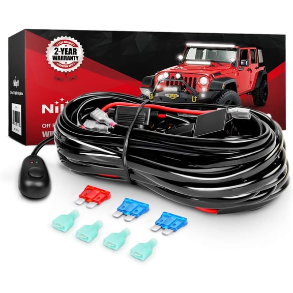 Nilight Wiring Harness Kit for Led Work Light Bar 12V Wiring ON/OFF Switch Relay Harness Kit for Off Road Atv/jeep Included