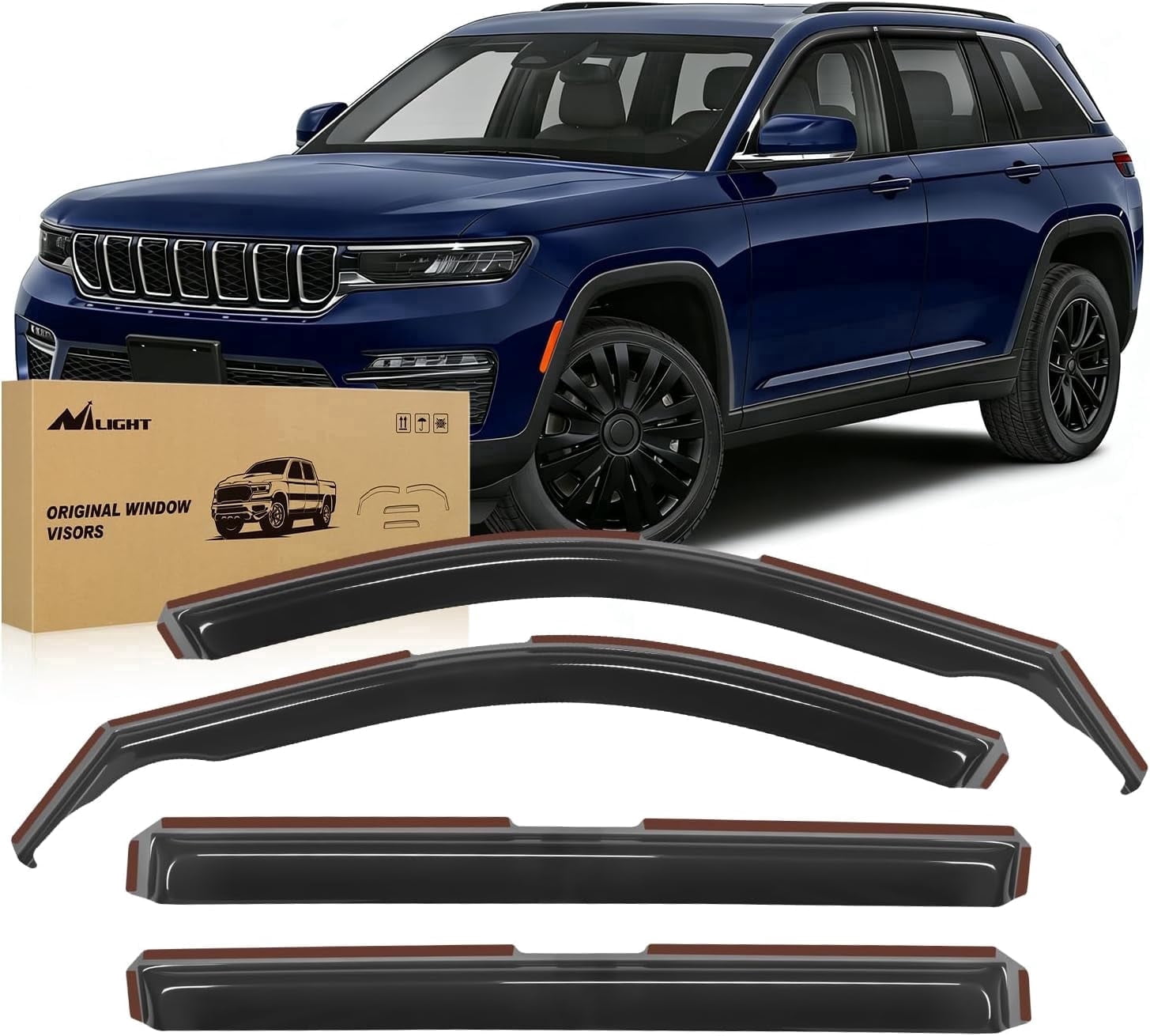 Nilight in Channel Rain Guards for Jeep Grand Cherokee L (3-Row Model ...