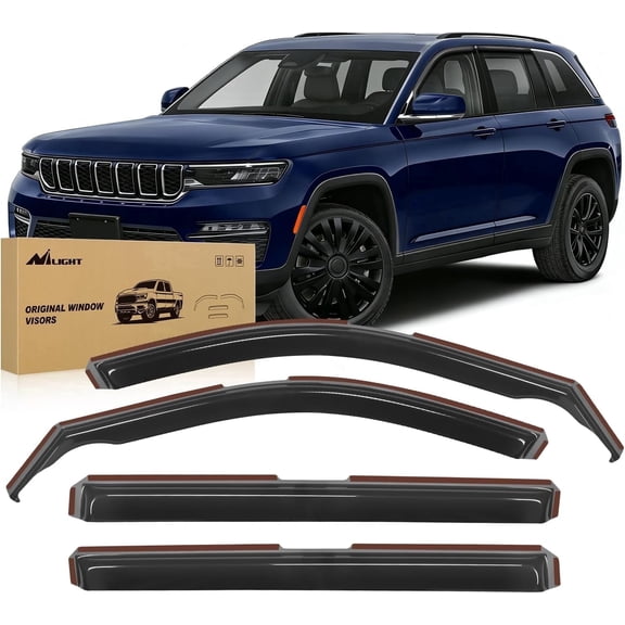 Nilight in Channel Rain Guards for Jeep Grand Cherokee L (3-Row Model Only) 2021-2025 Side Window Deflectors Vent Visors, Smoke Tint, Car Window Shade for Rain/Snow, Reduce Wind Noise, 4PCS