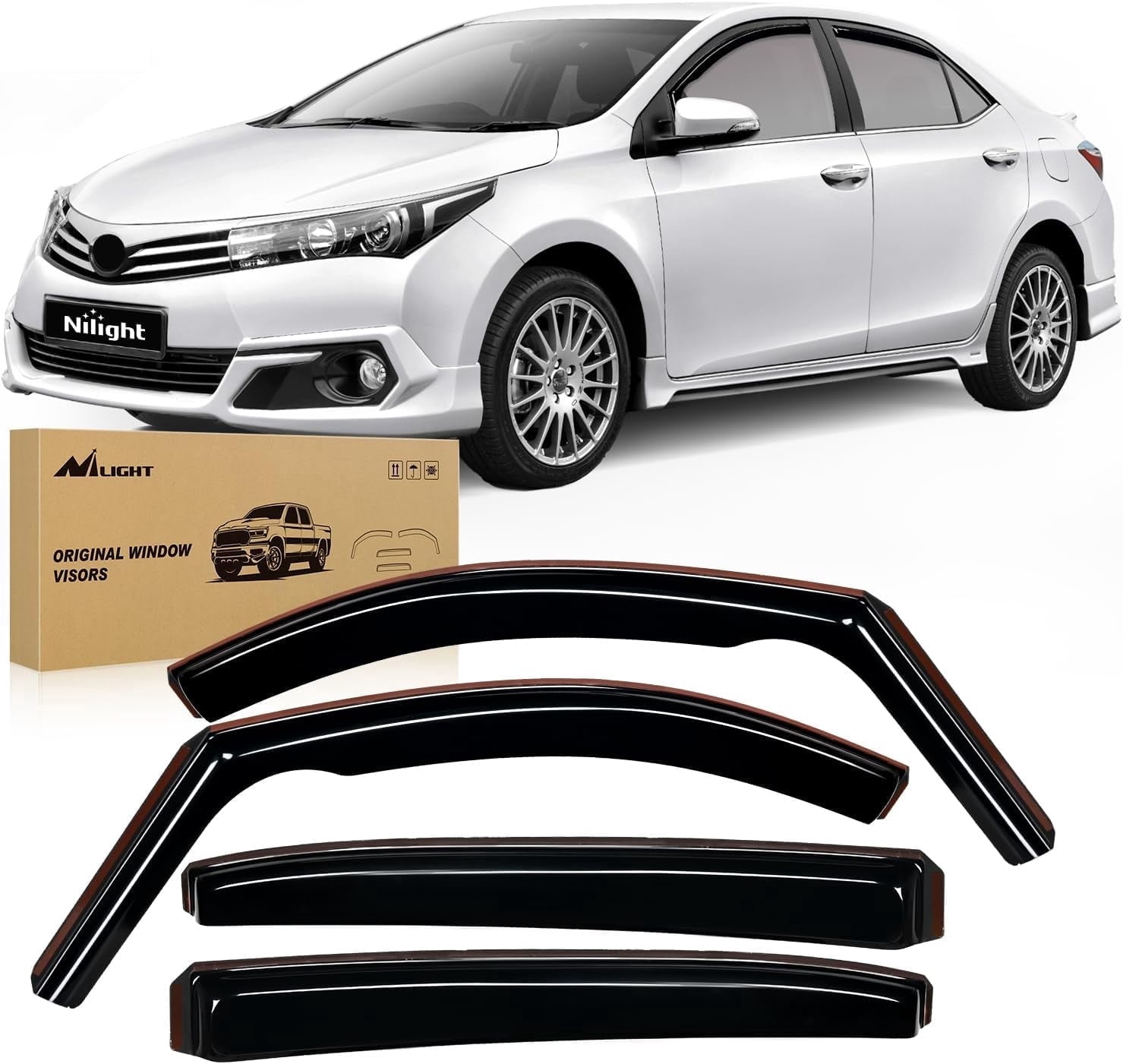 Nilight in Channel Rain Guards for Toyota Corolla 2020 2021 2022 2023 2024 2025 Sedan Original Window Deflectors, Vent Window Visors-4PCS