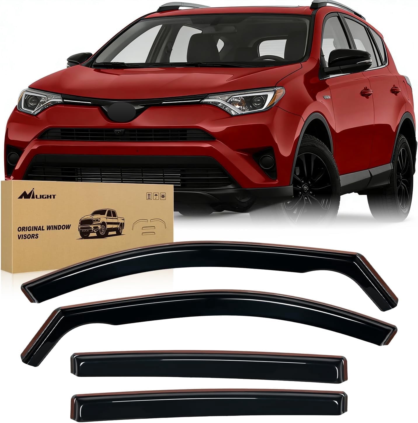 Nilight in Channel Window Deflectors for Toyota Highlander 2020 2021 2022 2023 2024 2025 Vent Window Visors, Rain Guards-4PCS