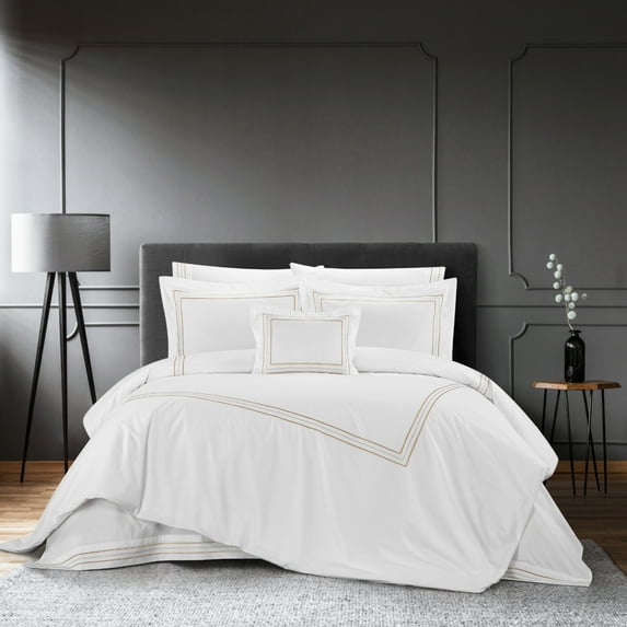 Nilla 4 Piece Cotton Comforter Set Solid White With Embroidered Border
