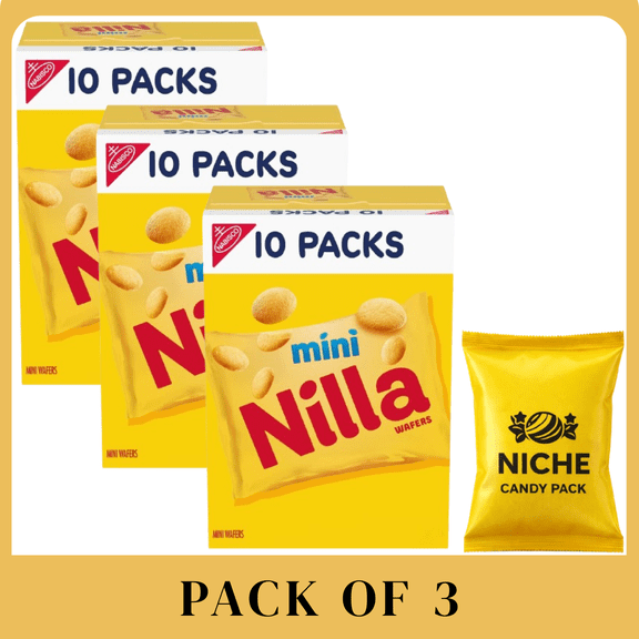 Nilla Mini Wafer Cookies Snack Pack 10oz  Individually Wrapped Vanilla Wafers  3 Pack