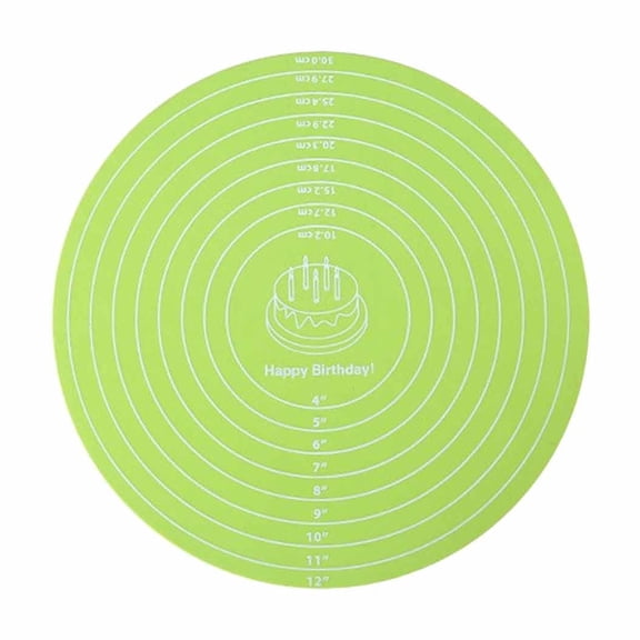 Nilnehc 11.81in Round Silicone Baking Mat, Non- Dough Rolling Pad with Measurements for Cake Turntable,