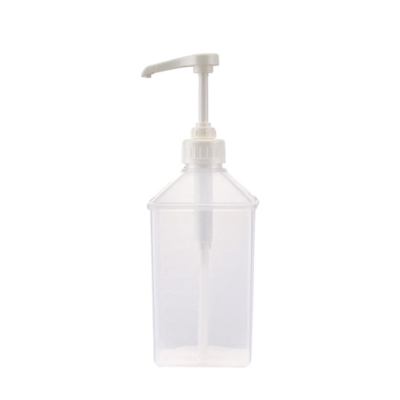 Nilnehc 1100ml Pump Bottle, 11.4x3.5in Syrup Dispenser with Scale, Quantitative Hand Press Liquid Container for Kitchen Coffee Bar