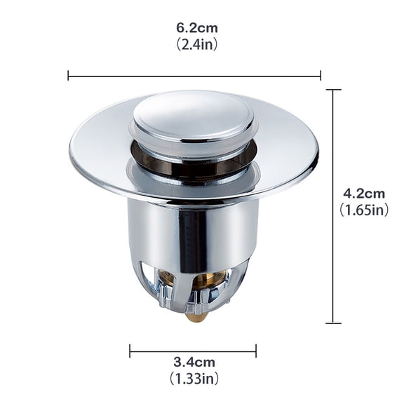 Nilnehc 2.4" Universal Pop-up Sink Stopper, Spring Bounce Drain Plug, Stainless Steel Anti-Clogging Filter for Bathroom & Kitchen Sink, Bathtub Basin