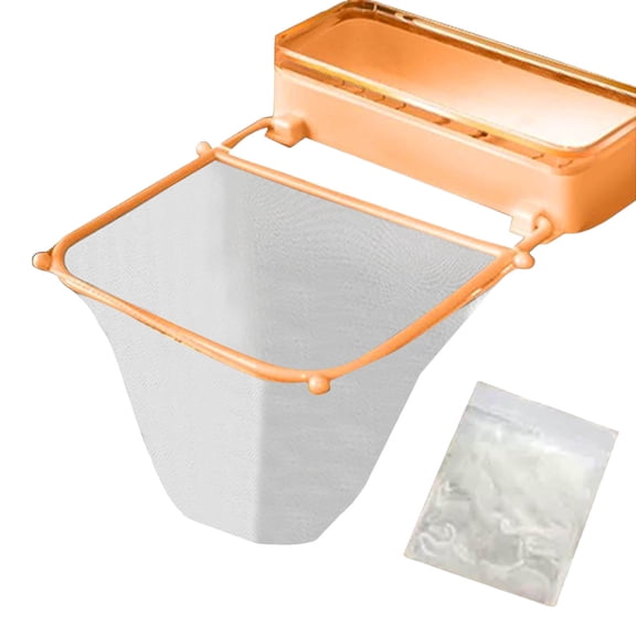 Nilnehc 6.69x9.45x1.57in Foldable Kitchen Sink Strainer, Suction Cup Food Catcher with 50 Mesh Bags,Light Yellow