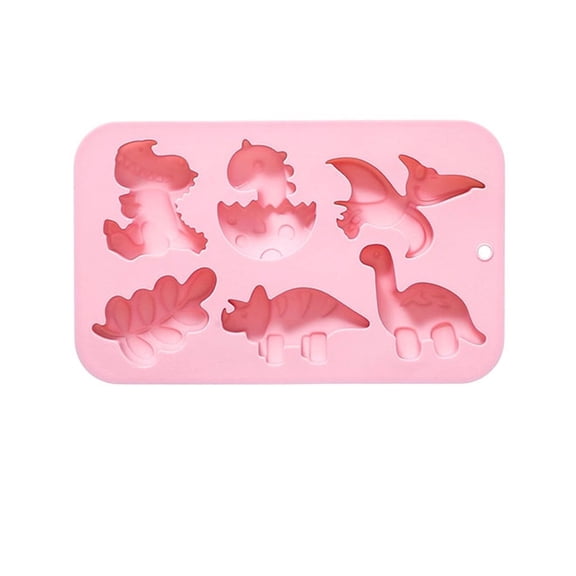 Nilnehc Dinosaur Silicone Mold,Non-Stick Food-Grade Fondant Candy Chocolate Soap Ice Cube Tray,6-Cavity Dino Baking Mould for DIY Craft and Cake Decor,Grey 5.9x5.9in