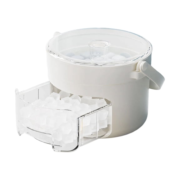 Nilnehc Easy Press Ice Maker, Compact Ice Cube Tray with Lid and Bin with Handle, BPA-Free Portable Ice Bucket for Freezer, RV, Office