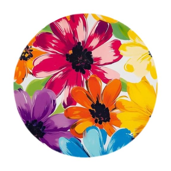 Nilnehc Floral Butterfly Round Coaster, 3.94in Multi-Color Rubber Cup Pad, DIY Creative Tabletop Protector for Home Party Decor