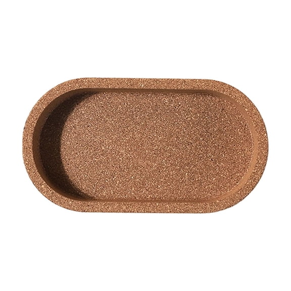 Nilnehc Oval Cork Coaster,Heat Absorbent Drink Mat with Raised Edge for Condensation,Natural Wood Cup Pad for Home Kitchen Office,Compact Coffee Table Protector 7.09x3.94in