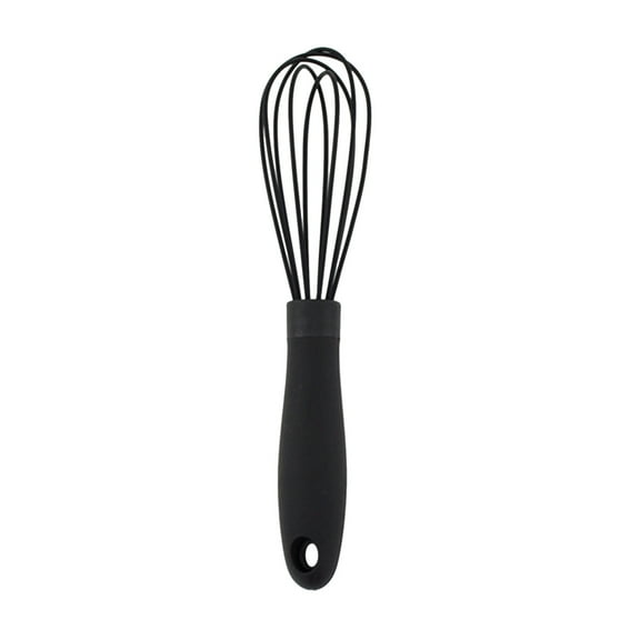 Nilnehc Silicone Egg Beater Whisk, 6.6 Inch Pink, Non Scratch Mini Handheld Kitchen Tool for Cooking Baking Mixing Stirring, Heat Resistant,Black