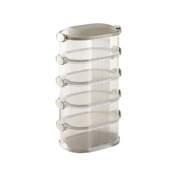 Nilnehc Stackable Food Storage Container,5-Tier Space Saving Canister Set, Condiment Organizer for Kitchen Pantry,9.84x5.51in (C)