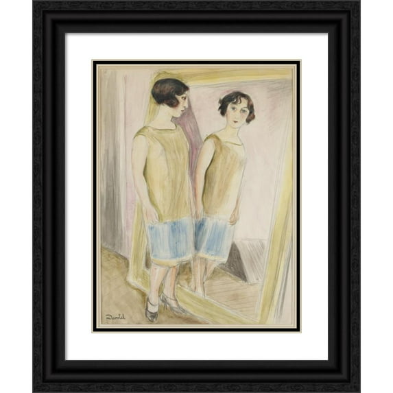 Nils Dardel 19x24 Black Ornate Framed Double Matted Museum Art Print Titled: Lucienne at the Mirror