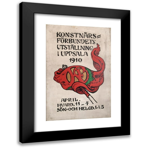 Nils Kreuger 11x14 Black Modern Framed Museum Art Print Titled - Poster for the Artists’ Society's Exhibition in Uppsala (1910)