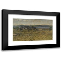 Nils Kreuger 14x10 Black Modern Framed Museum Art Print Titled - Horses at the Beach (1905)