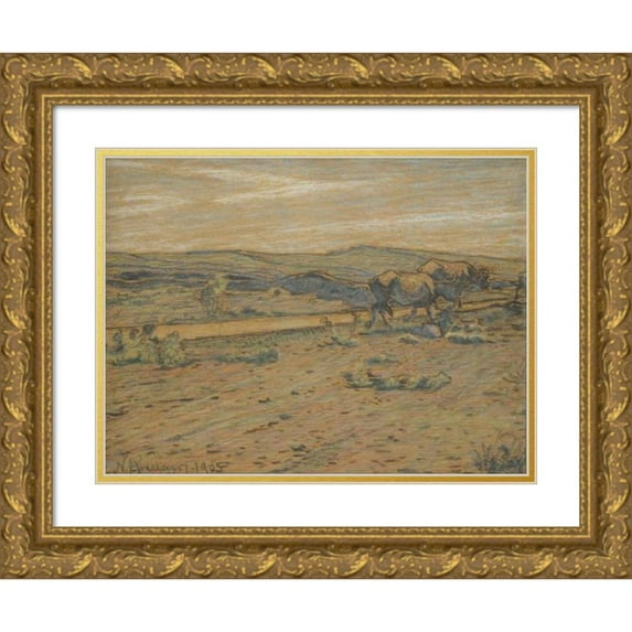 Nils Kreuger 18x14 Gold Ornate Wood Frame and Double Matted Museum Art Print Titled - Homeward Bound (1905)