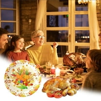 Nilvkv 10 Piece Thanksgiving Halloween 9 Inch Turkey Letters Fruit Pumpkin Disposable Paper Plates for Dinner Parties Convenient and Portable Use