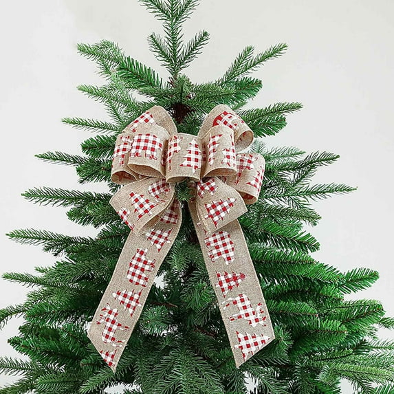 Nilvkv 1PCS Christmas Bow Decoration, 15.7in Christmas Wreaths Bows Xmas Tree Bows Ornaments for Garland Wedding Indoor Outdoor Home Party(Pattern Printing)