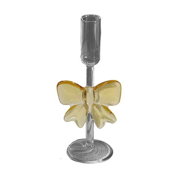 Nilvkv 2-Pack Clear Glass Taper Candle Holders with Red Bow - 8 and 10 Inch Set for Christmas Table Centerpiece Valentine's Day Romantic Dinner Decor