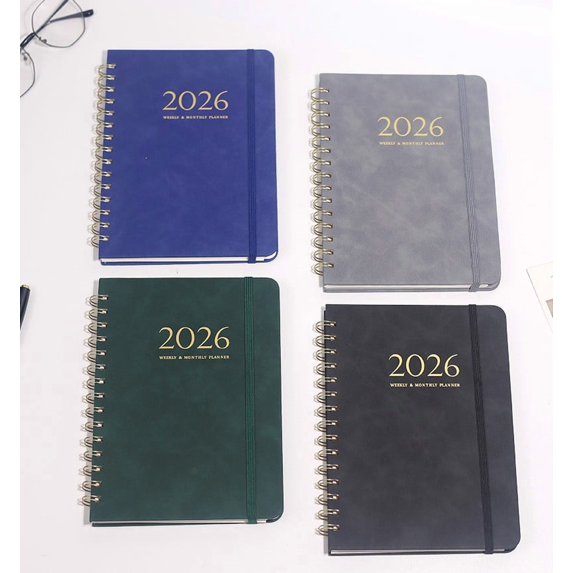 Nilvkv 2026 Planner Notebook, A5 Weekly Monthly Notebook with Twin Wire Binding Elegant Cover Goal Sections and Holiday Markers Gift for