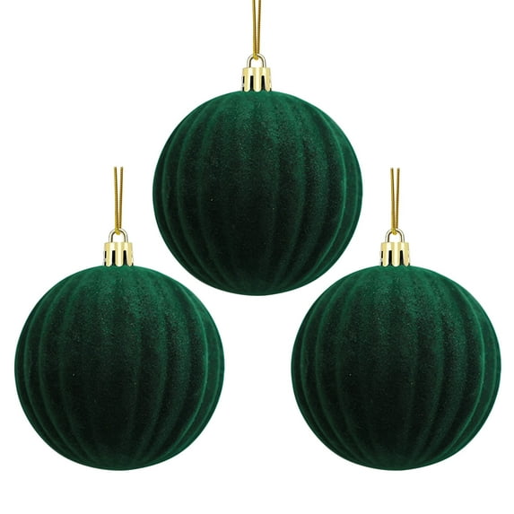 Nilvkv 3PCS Velvet Christmas Balls, Bulk Flocked Christmas Tree Ball Ornaments Plastic Balls 8cm/3.1in Xmas Decorative Hanging Ornaments Christmas Tree Decoration