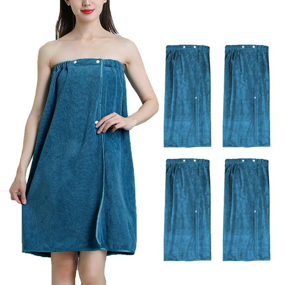 Nilvkv 4 Pack Towel Wraps for Women Quick Dry Polyester Spa Bathrobe Adjustable Full Length Pool Beach Cover Up 53.1x30.1 Inches Blue Gray White Coffee 4 Colors