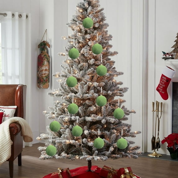 Nilvkv 6Pcs Velvet Christmas Balls Flocked Christmas Tree Ornaments Decorative Hanging Ornaments Christmas Tree Decoration 2.4 Inch, Christmas Tree