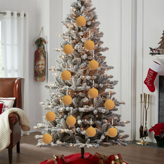 Nilvkv 6Pcs Velvet Christmas Balls Flocked Christmas Tree Ornaments Decorative Hanging Ornaments Christmas Tree Decoration 2.4 Inch, Christmas Tree