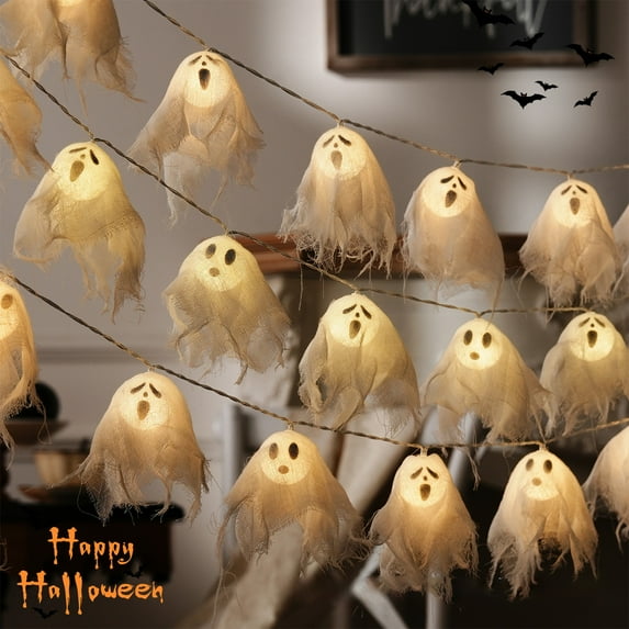 Nilvkv Halloween Ghost LED String Light 20 LED Hanging Light String for Courtyard Party Horror Ghost House Decorations, Halloween Decor