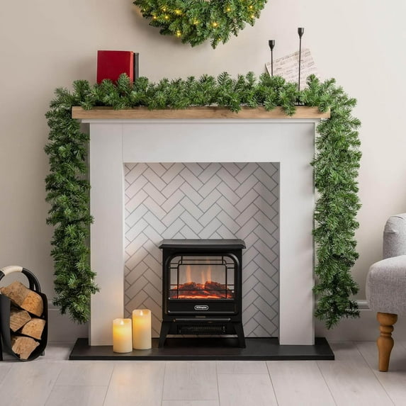 Nilvkv Artificial Christmas Garlands,8.9ft Green Rattan with Green Fruit Decorations for Home Stairs Fireplace Front Porch Door Display Indoor Outdoor Christmas Decor