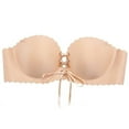thumbnail image 1 of Nilvkv Bandeau Bra, Bras for Women, Front Tie Back Hook Bandeau Thin Breathable Comfort Wireless Everyday Bra Beige 38ABC, 1 of 7