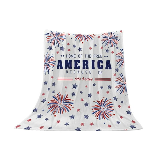 Nilvkv Blanket Independence Day Blanket Party Blanket Flannel Bed Blanket USA Flag Day Themed Comfortable and Breathable(27.56x39.37in)