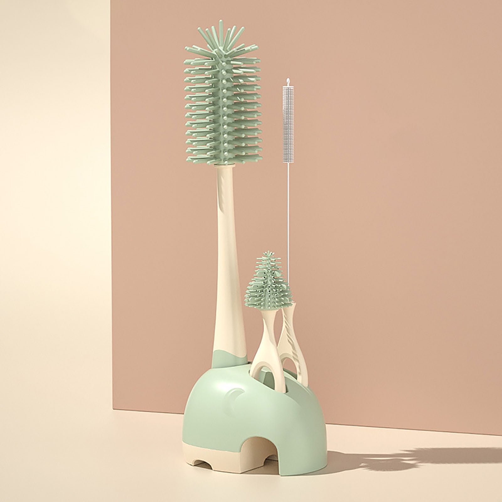 Nilvkv Bottle and Straw Brush Cleaning Set Silica Gel Baby Bottle Brush Nipple Cleaner Drying Stand Soft Bristles Multifunctional fot Baby Bottles